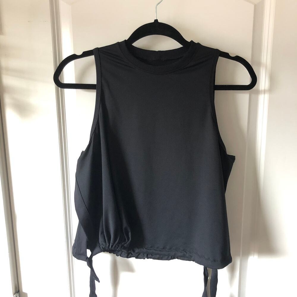 G. Label Goop Black Activewear Tank Top Sleeveless side Tie XS Gwyneth Paltrow